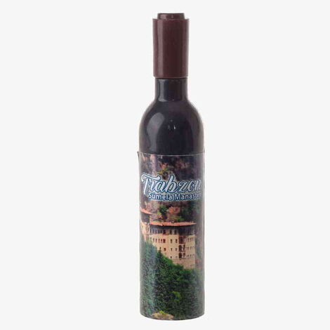 Trabzon Themed Bottle Shaped Metal Wine Bottle Corkscrew Opener-Magnetic 115x25x25 mm - 5