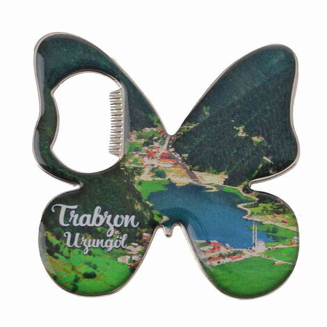 Trabzon Themed Butterfly Shaped Metal Magnetic Bottle Opener 70x70 mm - 6