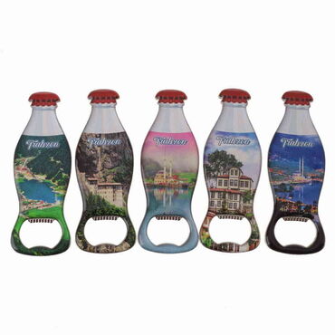 Trabzon Themed Coke Bottle Shaped Metal Magnetic Bottle Opener 120x41 mm - 3