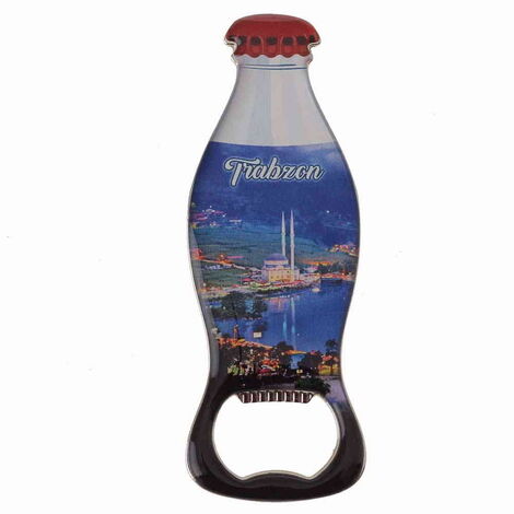 Trabzon Themed Coke Bottle Shaped Metal Magnetic Bottle Opener 120x41 mm - 4