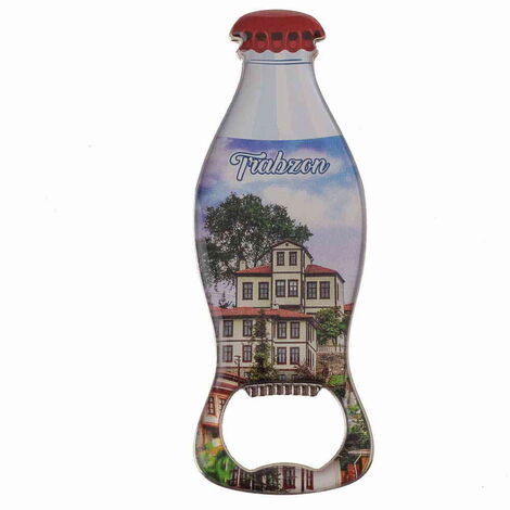 Trabzon Themed Coke Bottle Shaped Metal Magnetic Bottle Opener 120x41 mm - 5