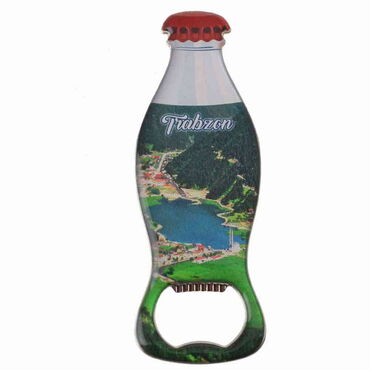 Trabzon Themed Coke Bottle Shaped Metal Magnetic Bottle Opener 120x41 mm - 8