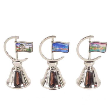 Trabzon Themed Collectible Souvenir Double Face Metal Spinner Flag Bell 44x96 mm - 2