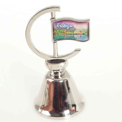 Trabzon Themed Collectible Souvenir Double Face Metal Spinner Flag Bell 44x96 mm - 3