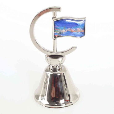 Trabzon Themed Collectible Souvenir Double Face Metal Spinner Flag Bell 44x96 mm - 4