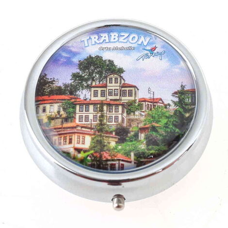 Trabzon Themed Customised Epoxy Round Pill Box 50x15 mm - 3