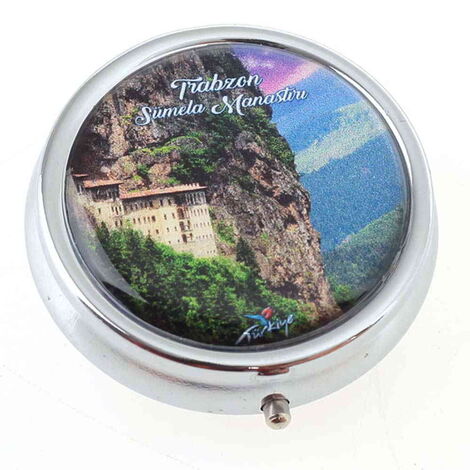 Trabzon Themed Customised Epoxy Round Pill Box 50x15 mm - 5