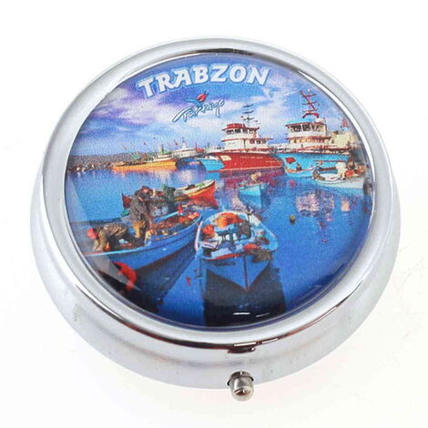 Trabzon Themed Customised Epoxy Round Pill Box 50x15 mm - 6