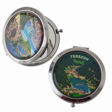 Trabzon Themed Customised Metal Epoxy Travel Make Up Compact Mirror 70x11 mm - 7