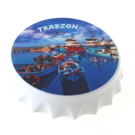 Trabzon Themed Customised Uv Printed Bottle Cap Shaped Plastic Base Bottle Opener 63x15 mm - 3