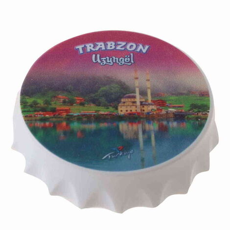 Trabzon Themed Customised Uv Printed Bottle Cap Shaped Plastic Base Bottle Opener 63x15 mm - 5