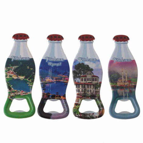 Trabzon Themed Customised Uv Printed Coca Cola Bottle Shape Plastic Base Bottle Opener 42x120 mm - 3