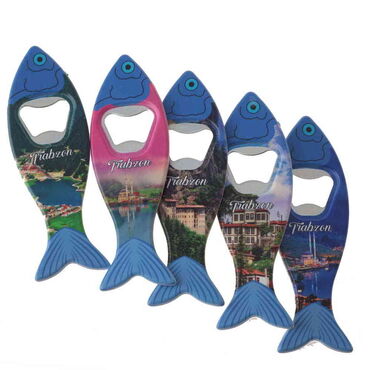 Trabzon Themed Customised UV Printed Fish Shape Printed Plastic Base Bottle Opener 42x130 mm - 3