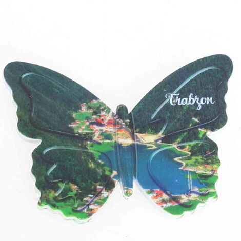 Trabzon Themed Customised UV Printed Plastic Base Butterfly Shaped Fridge Magnet 80x58 mm - 4