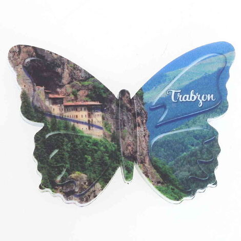 Trabzon Themed Customised UV Printed Plastic Base Butterfly Shaped Fridge Magnet 80x58 mm - 7