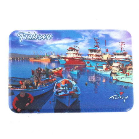 Trabzon Themed Customised UV Printed Plastic Base Rectangle Fridge Magnet 80x50 mm - 6