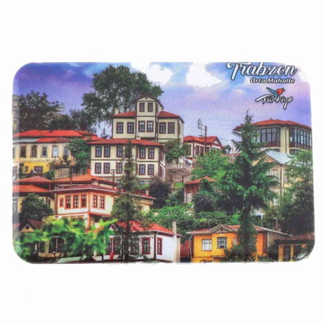 Trabzon Themed Customised UV Printed Plastic Base Rectangle Fridge Magnet 80x50 mm - 8