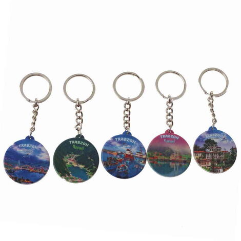 Trabzon Themed Customised Uv Printed Plastic Base Round Keyring 40x108 mm - 2