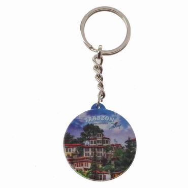 Trabzon Themed Customised Uv Printed Plastic Base Round Keyring 40x108 mm - 3