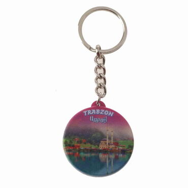 Trabzon Themed Customised Uv Printed Plastic Base Round Keyring 40x108 mm - 4