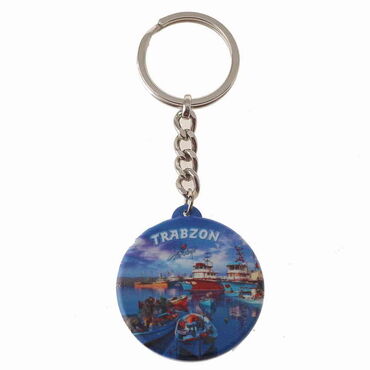 Trabzon Themed Customised Uv Printed Plastic Base Round Keyring 40x108 mm - 5