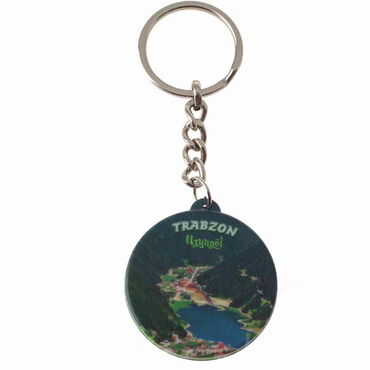 Trabzon Themed Customised Uv Printed Plastic Base Round Keyring 40x108 mm - 6