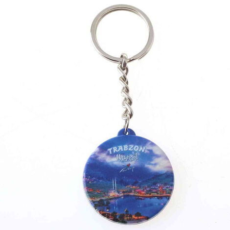 Trabzon Themed Customised Uv Printed Plastic Base Round Keyring 40x108 mm - 7