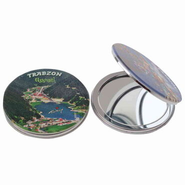 Trabzon Themed Customised Uv Printed Round Compact Mirror 72x11 mm - 3