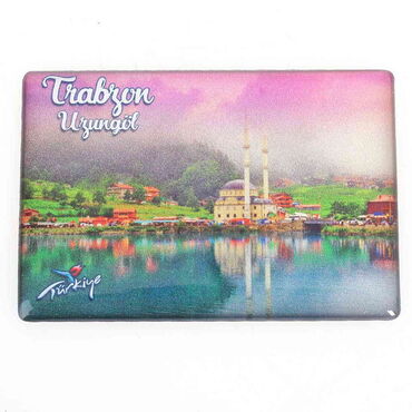 Trabzon Themed Epoxy Dome Rectangle Souvenir Fridge Magnet 80x55 cm - 9