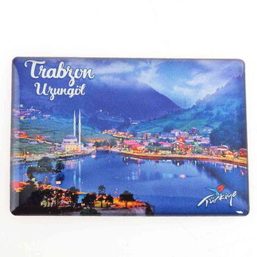 Trabzon Themed Epoxy Dome Rectangle Souvenir Fridge Magnet 80x55 cm - 12