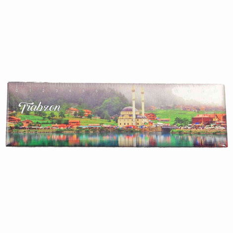 Trabzon Themed Epoxy Dome Souvenir Magnetic Ruler Magnet 165x50 mm - 2