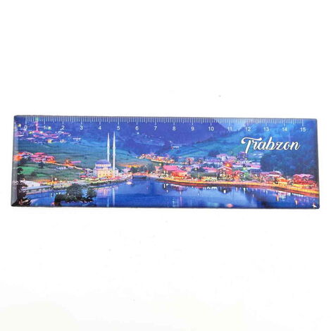 Trabzon Themed Epoxy Dome Souvenir Magnetic Ruler Magnet 165x50 mm - 3