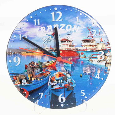 Trabzon Themed Epoxy Wall Clock Home Decoration 20 Cm - 5