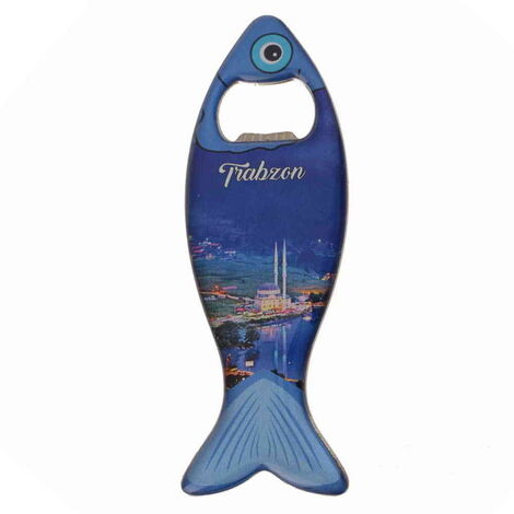 Trabzon Themed Fish Shaped Metal Magnetic Bottle Opener 120x43 mm - 4