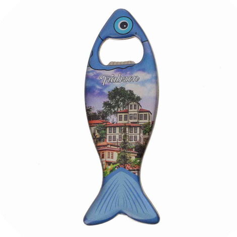 Trabzon Themed Fish Shaped Metal Magnetic Bottle Opener 120x43 mm - 5