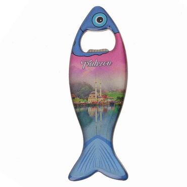 Trabzon Themed Fish Shaped Metal Magnetic Bottle Opener 120x43 mm - 6