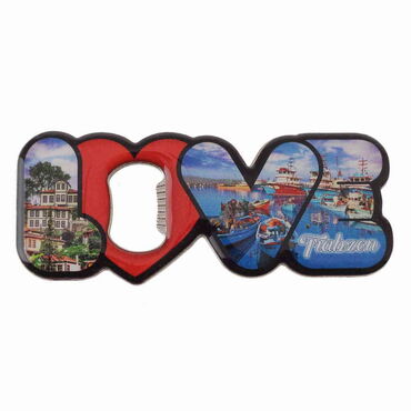 Trabzon Themed Love Letter Shaped Metal Magnetic Opener 114x47 mm - 4