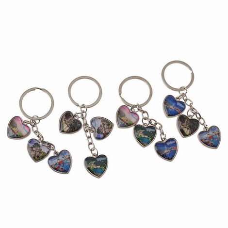 Trabzon Themed Metal Keychain With 3 Charms - Heart 40x85 mm - 2