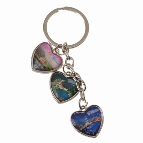 Trabzon Themed Metal Keychain With 3 Charms - Heart 40x85 mm - 4