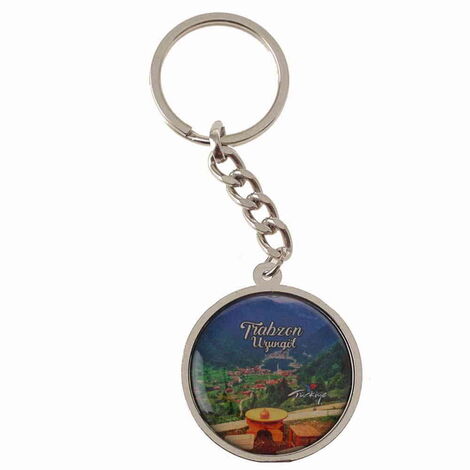 Trabzon Themed Metal Round Keychain 40x100 mm - 5