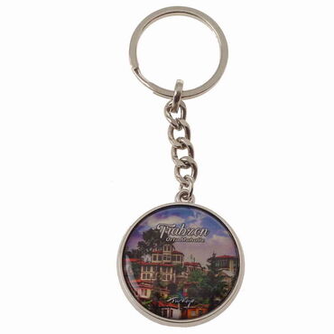 Trabzon Themed Metal Round Keychain 40x100 mm - 6