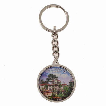 Trabzon Themed Metal Round Keychain 40x100 mm - 9