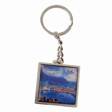 Trabzon Themed Metal Square Shaped Double Face Keychain 36x95 mm - 5