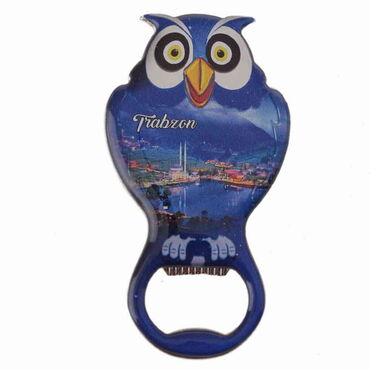 Trabzon Themed Owl Shaped Metal Magnetic Bottle Opener 88x47 mm - 7