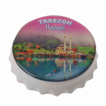 Trabzon Themed Round Cap Shaped Magnetic Bottle Opener 63x15 mm - 3