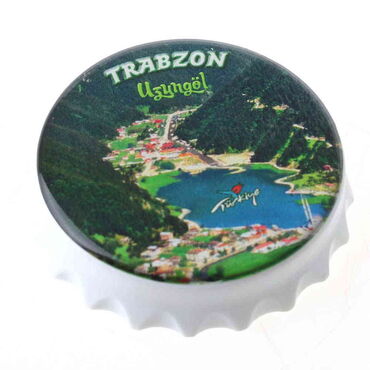 Trabzon Themed Round Cap Shaped Magnetic Bottle Opener 63x15 mm - 5