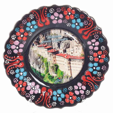 Trabzon Themed Turkish Ceramic Plate With Epoxy 25 Cm - 4