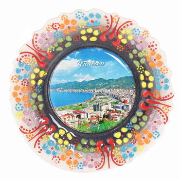 Trabzon Themed Turkish Ceramic Plate With Epoxy 25 Cm - 5