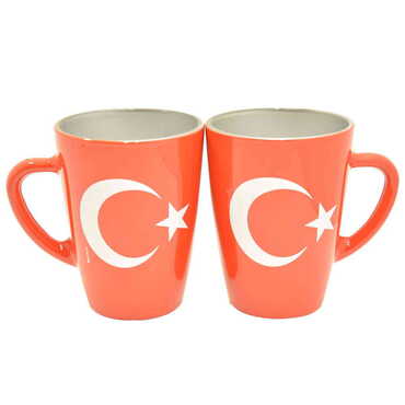 Turkey Themed Duo Colored and Printed Glass Mug - 3