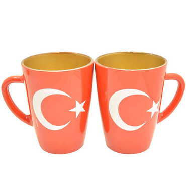 Turkey Themed Duo Colored and Printed Glass Mug - 4